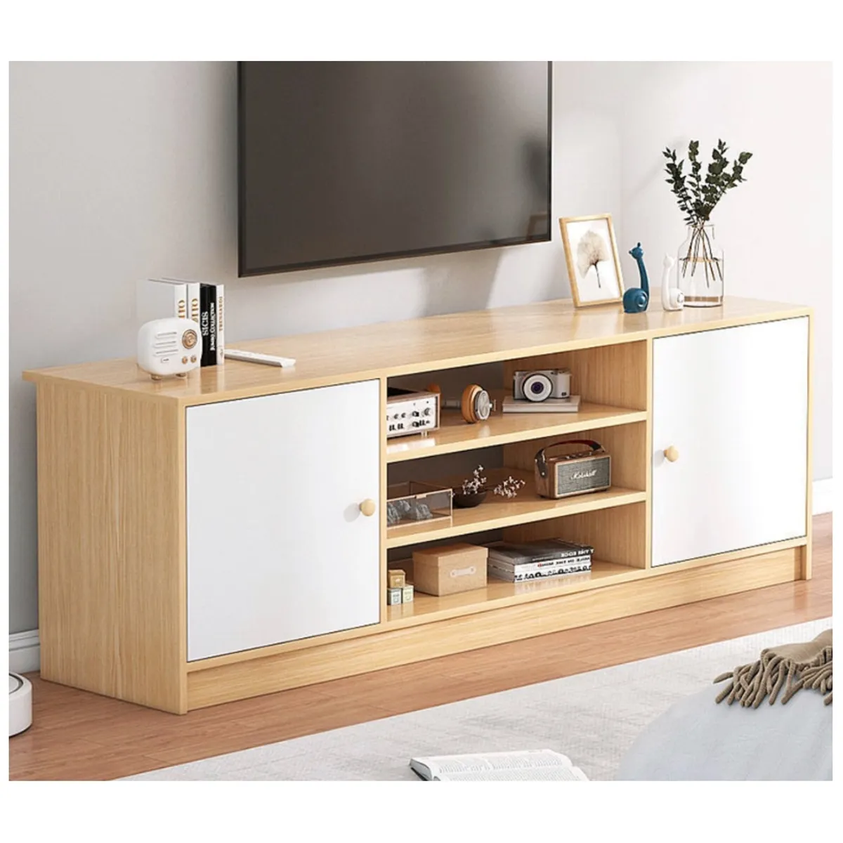 HOMER DESIGN - Rack Tv 140x29x54cm 3 cajones 2 Puerta Melamina Homer Design