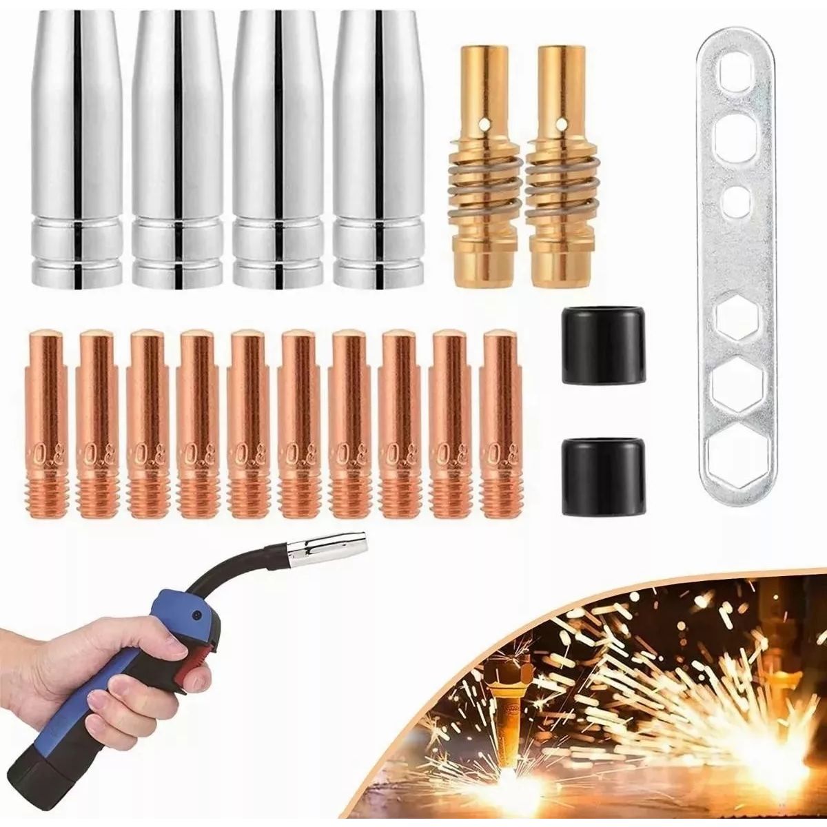 GENERICO - 19 Puntas De Contacto De Soldadura Mig/mag 0,8 Mm M6