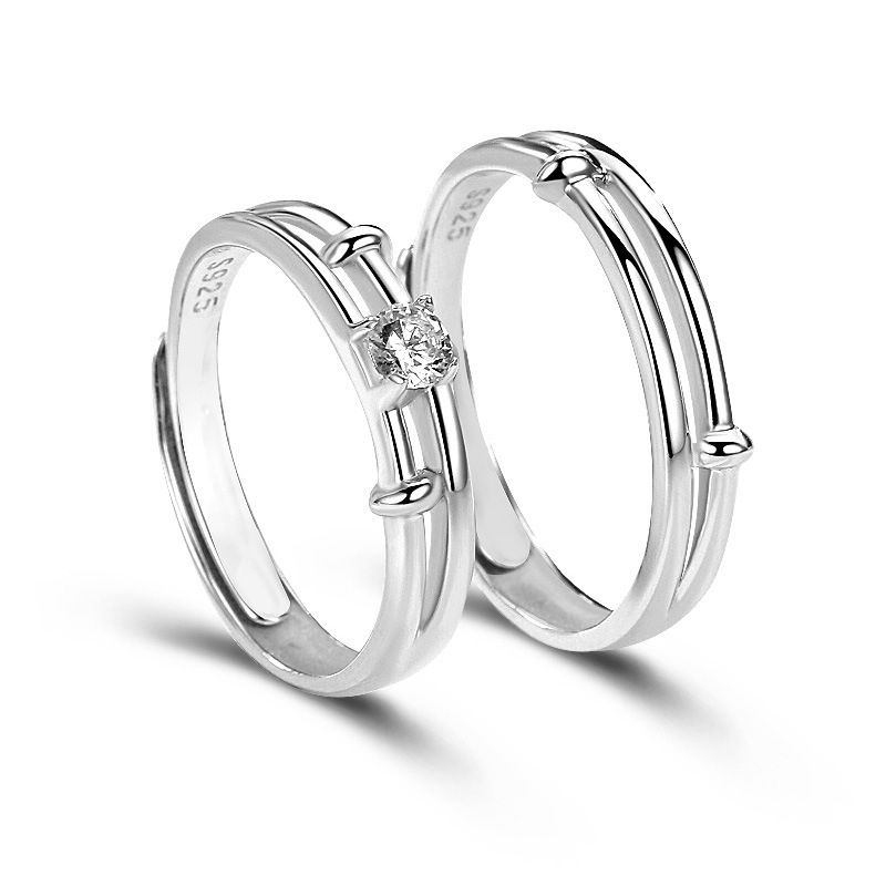ZG JOYAS - Anillo Ajustable Plata S925 Elegancia Moderna Pareja Promesa