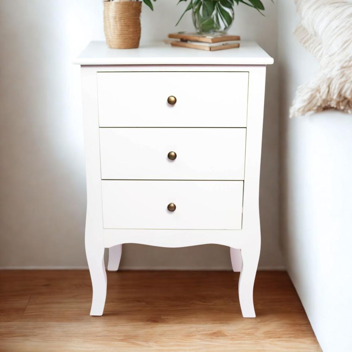 ITAHOME - VELADOR DORMITORIO GENOVA 3 CAJONES BLANCO