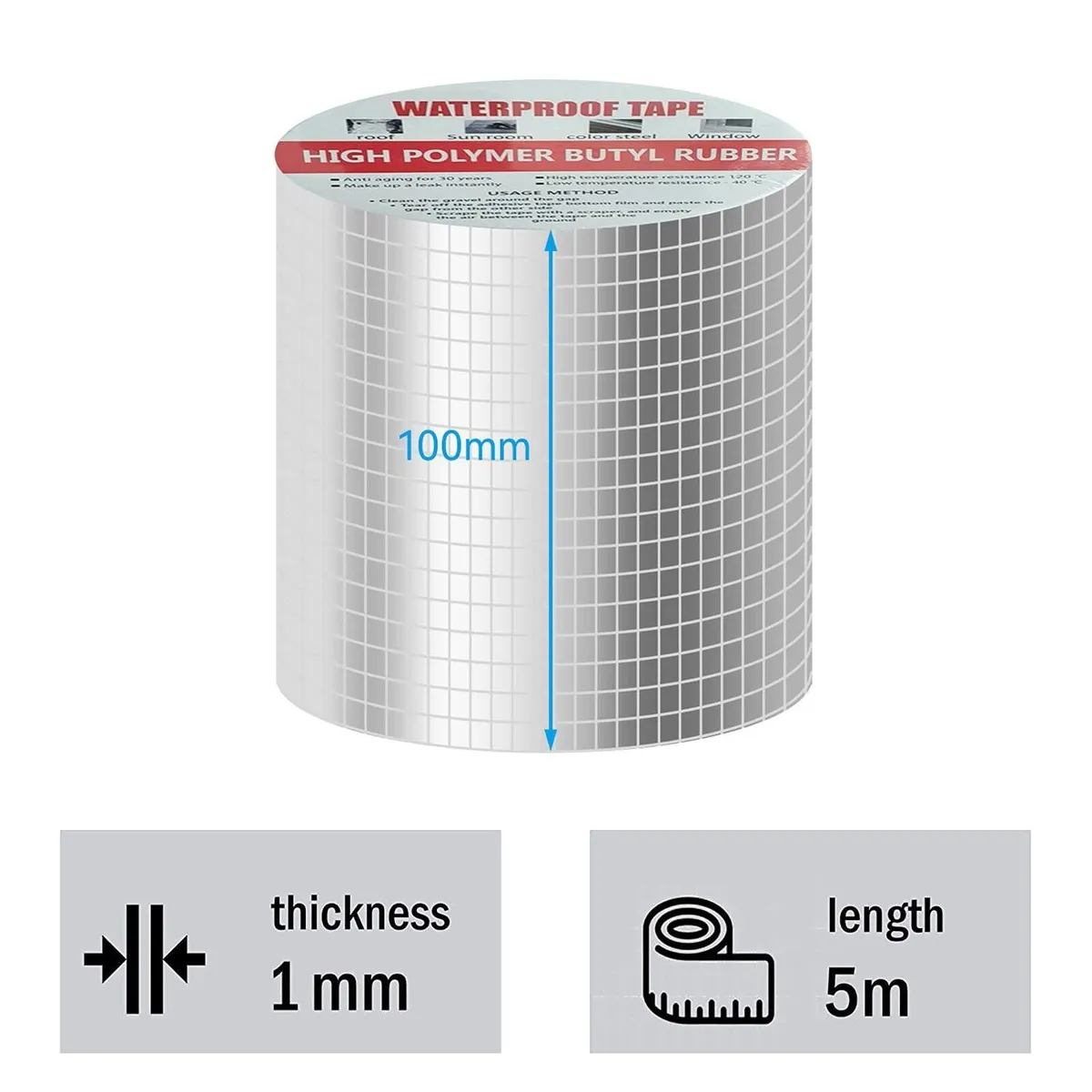 GENERICO - Cinta Sellador Butilo Techo Gotera Impermeable 100mm X 5m