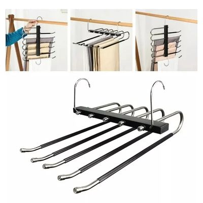 Imagen 2 del producto Colgador De Pantalones Ropa Ganchos 5 En 1 Antideslizante