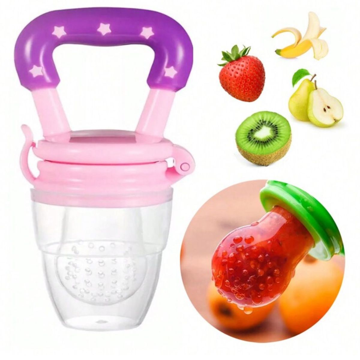 GENERICO - Chupete Silicona Bebe Para Comer Frutas Verduras morado