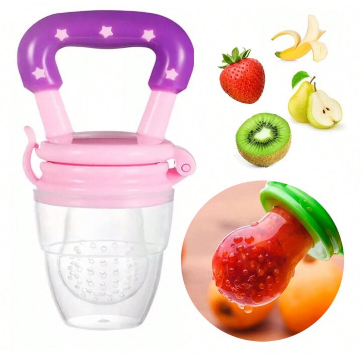 GENERICO - Chupete Silicona Bebe Para Comer Frutas Verduras morado