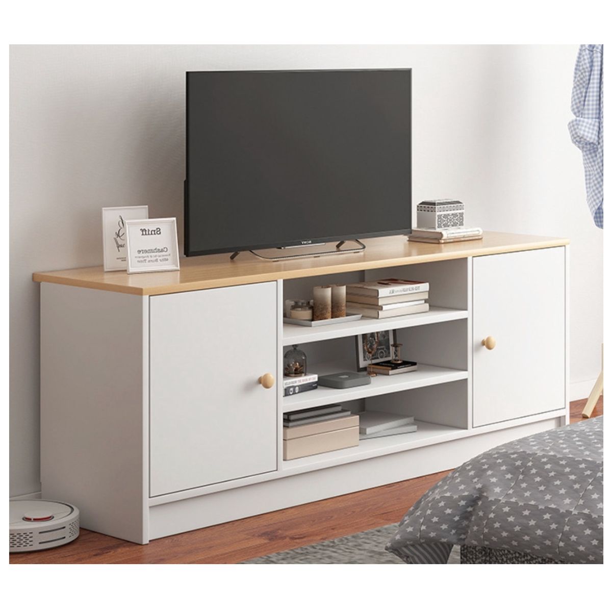 HOMER DESIGN - Rack Tv 140x29x54cm 3 cajones 2 Puerta Melamina Homer Design