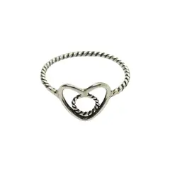 GENERICO - Anillo Entorchado Dije de Corazón - Plata de Ley 925