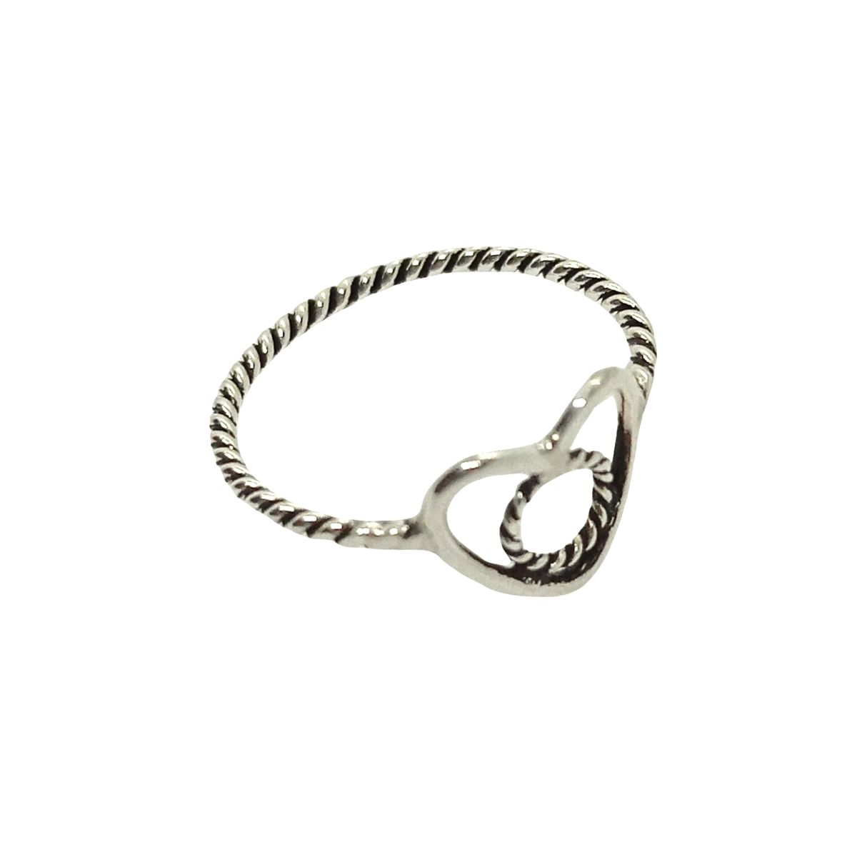 GENERICO - Anillo Entorchado Dije de Corazón - Plata de Ley 925