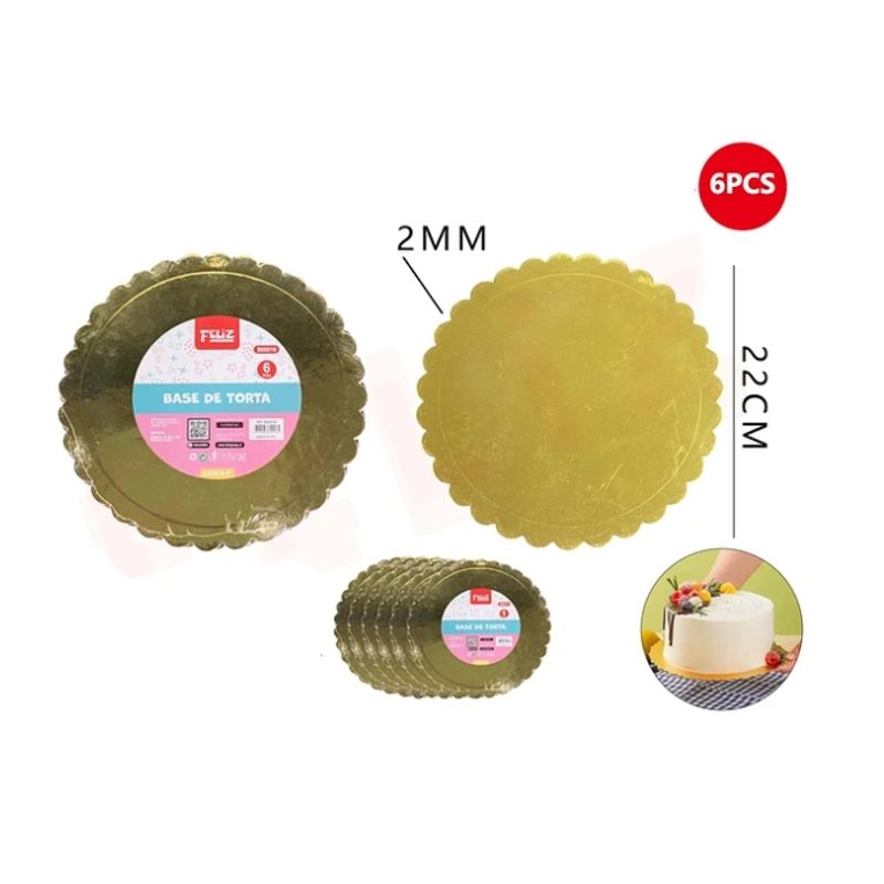 GENERICO - Base De Torta Dorado 22cm Espesor 2mm Carton