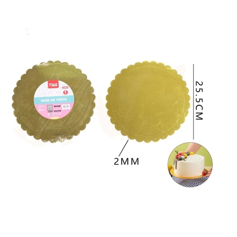 GENERICO - Base De Torta Dorado 255cm Espesor 2mm Carton