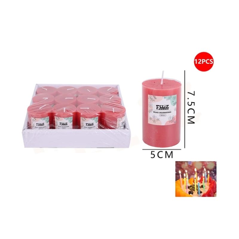 GENERICO - Velas Decorativas Fresa Roja 575cm 12pcs