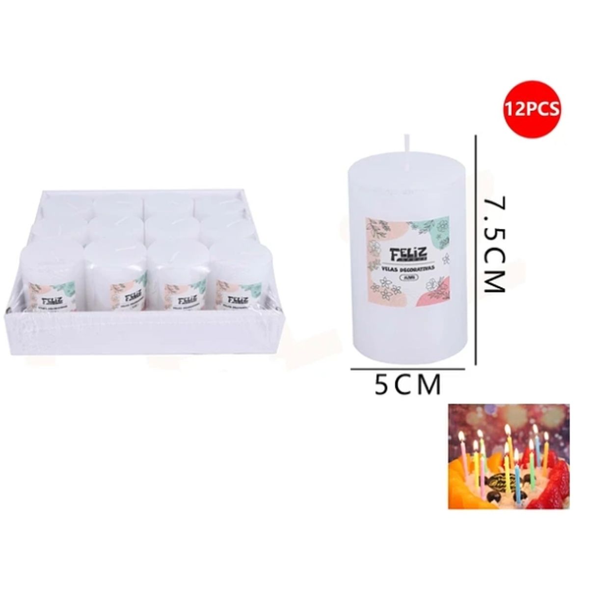 GENERICO - Velas Decorativas Jazmin Blanco 575cm 12pcs