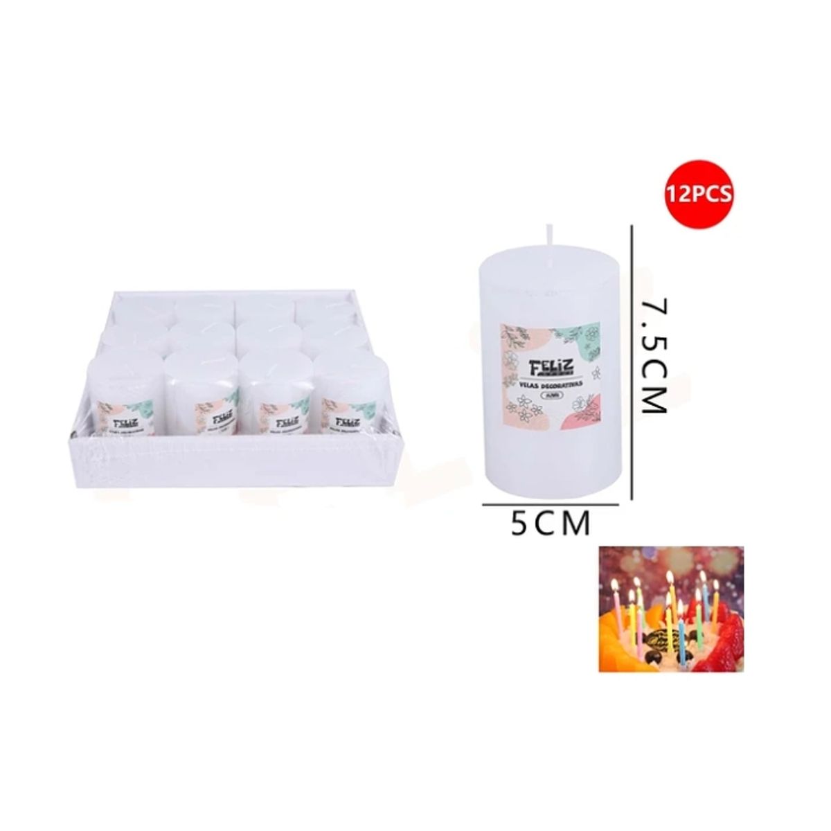 GENERICO - Velas Decorativas Jazmin Blanco 575cm 12pcs