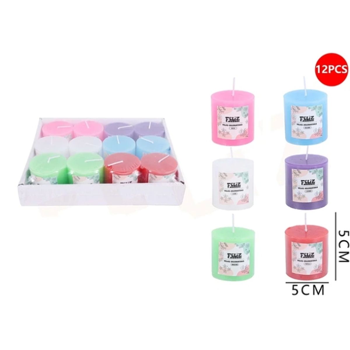 GENERICO - Velas Decorativas Seis Colores 55cm 12pcs