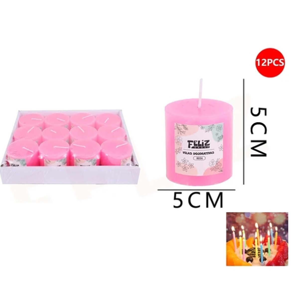 GENERICO - Velas Decorativas Rosas 55cm 12pcs