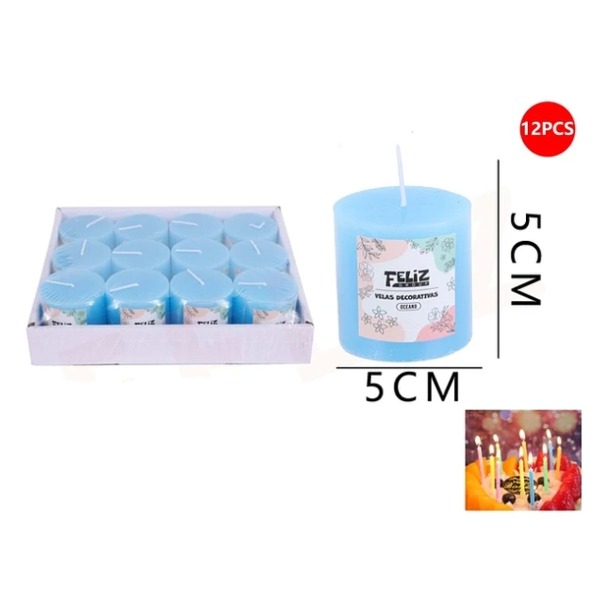 Velas Decorativa Oceano Azul 55cm 12pcs, marca GENERICO - Foto Principal