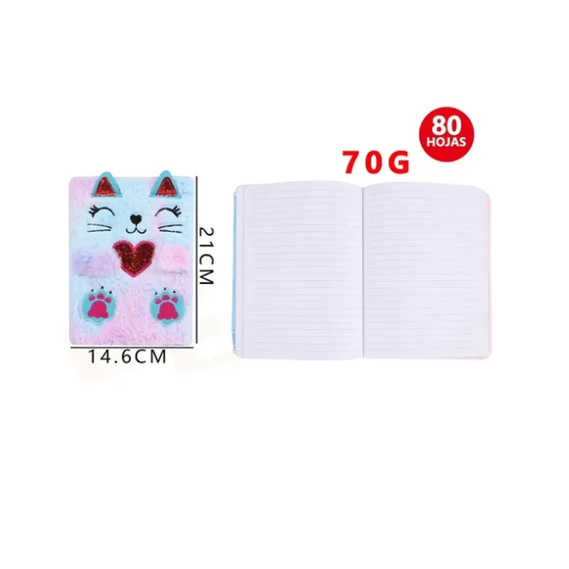 GENERICO - Libreta Diseño Gatito De Peluche 15205cm