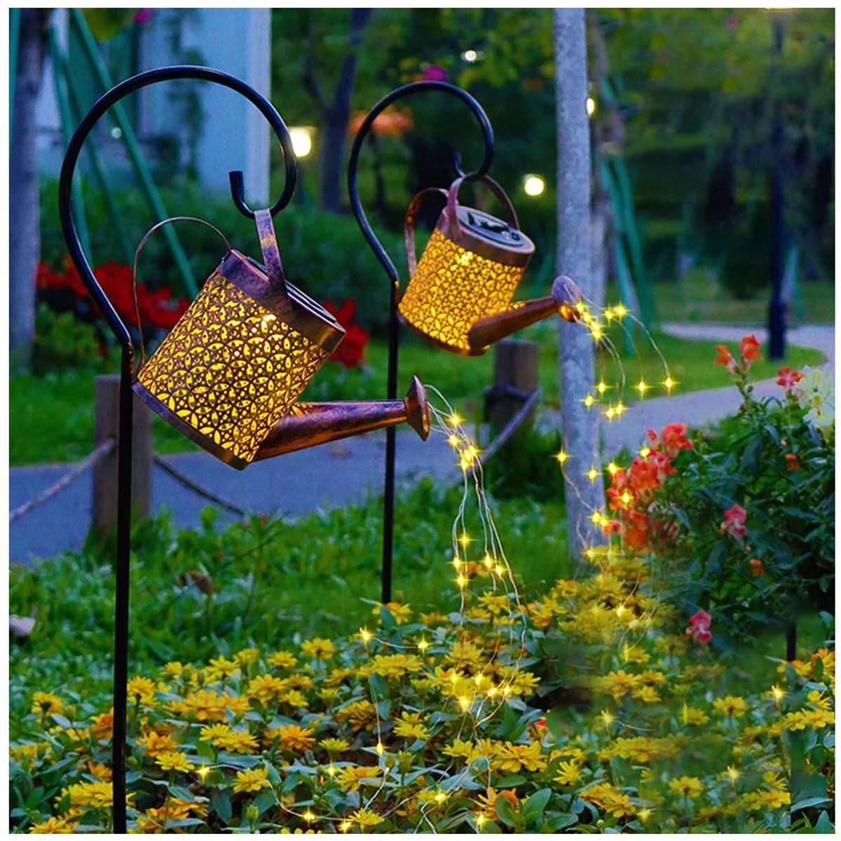 GENERICO - Pack X2 Regadera Cobre Hueca Luz Solar Jardín Led Luz Calida