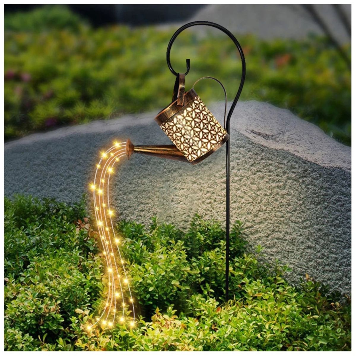 GENERICO - Regadera Cobre Hueca Luz Solar Jardín Led Luz Calida