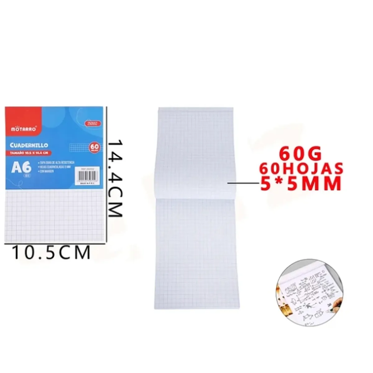 GENERICO - Cuadernillo Cuadriculado 14.4*10.4cm 60 Hojas