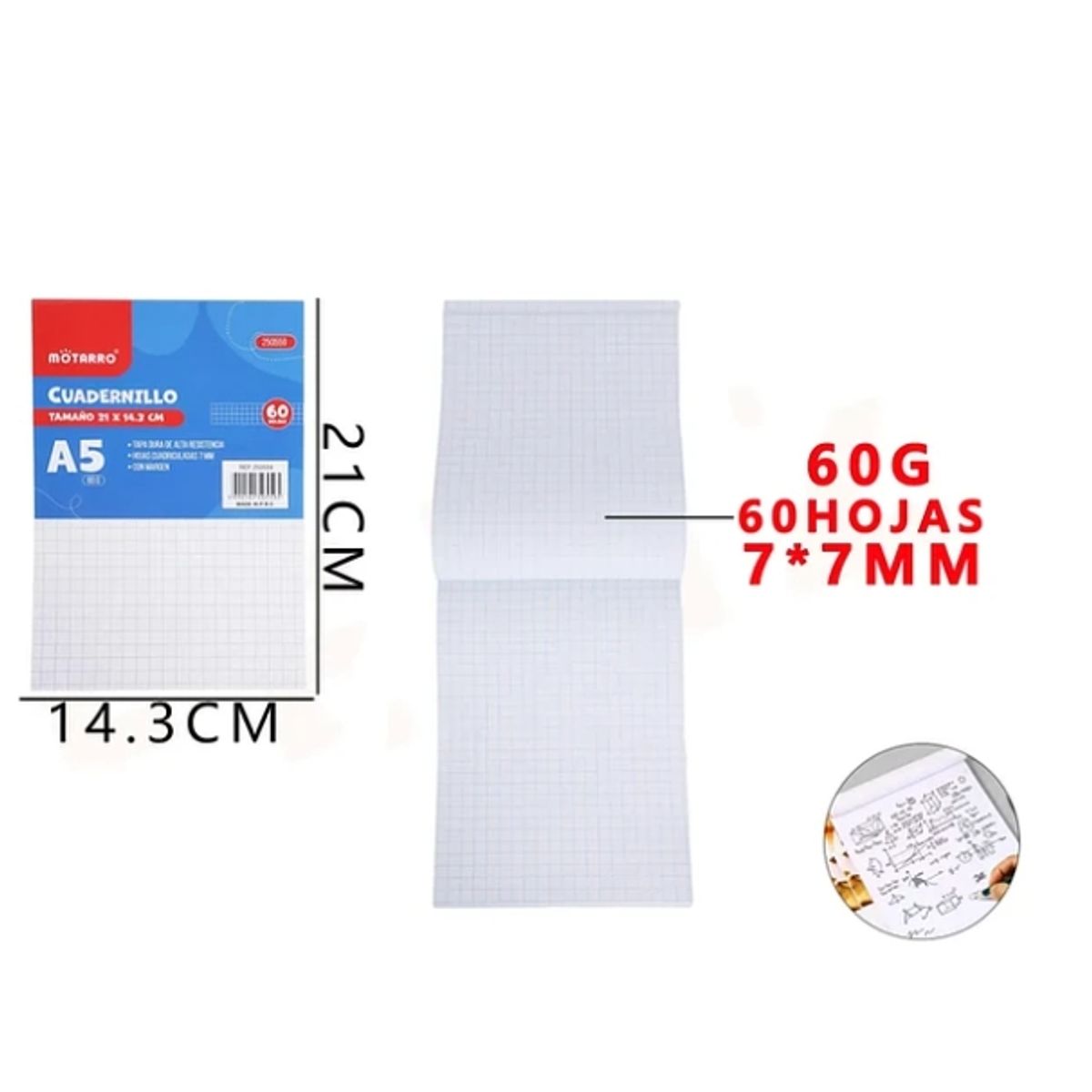 GENERICO - Cuadernillo Cuadriculado 14321cm 77Mm