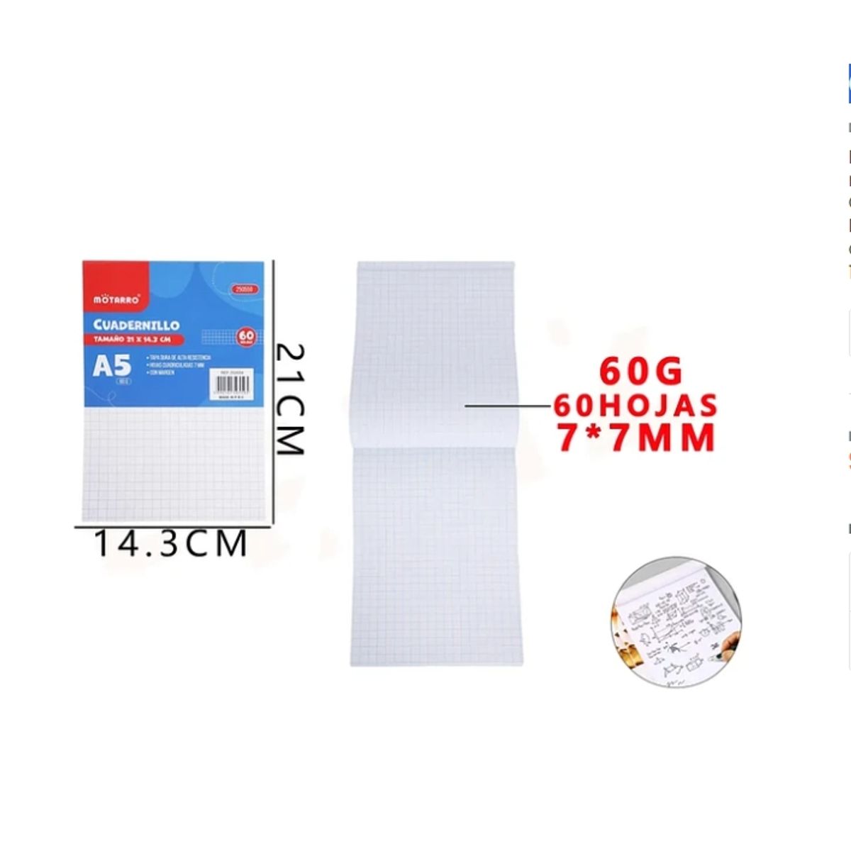 GENERICO - Cuadernillo Cuadriculado 14321cm 77Mm