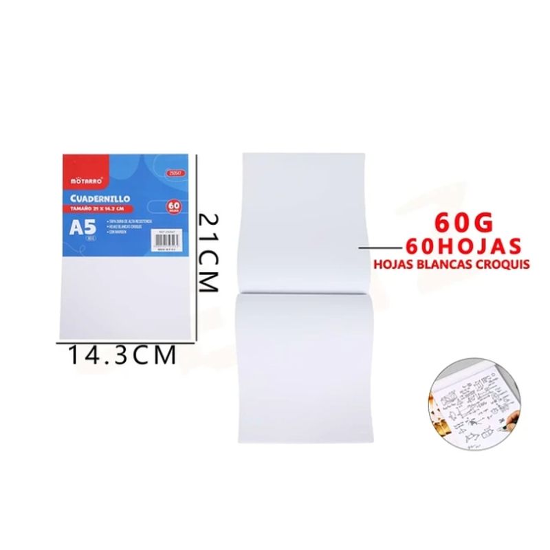 GENERICO - Block De Hoja Blanca 21*14.3cm 60 Hojas