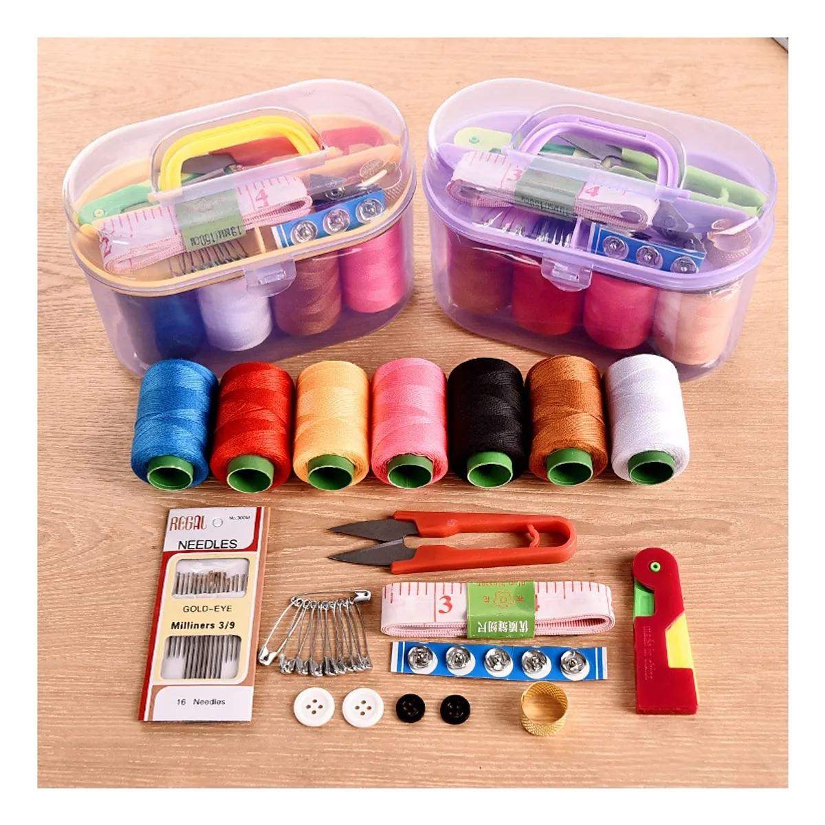 ZG STORE - Set Caja De Costura Enhebrador Aguja Cinta Mtr Hilos Tijeras