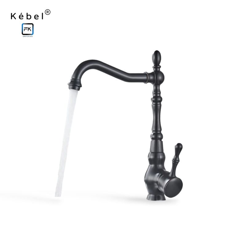 GENERICO - Llave Monomando Cocina Vintage Matte Black Kébel FK