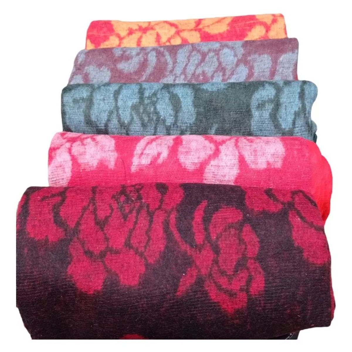 GENERICO - Frazada Lanilla 2 Plazas Diseño Floral Colores