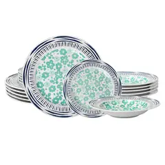 DANNY HOME - Juego de Vajillas Porcelana Floral Japonesa 18 Piezas