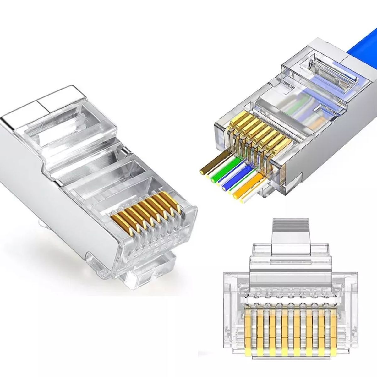 KUANGYE - Conector Macho Rj45 Cat6 Metálico 50 Unidades