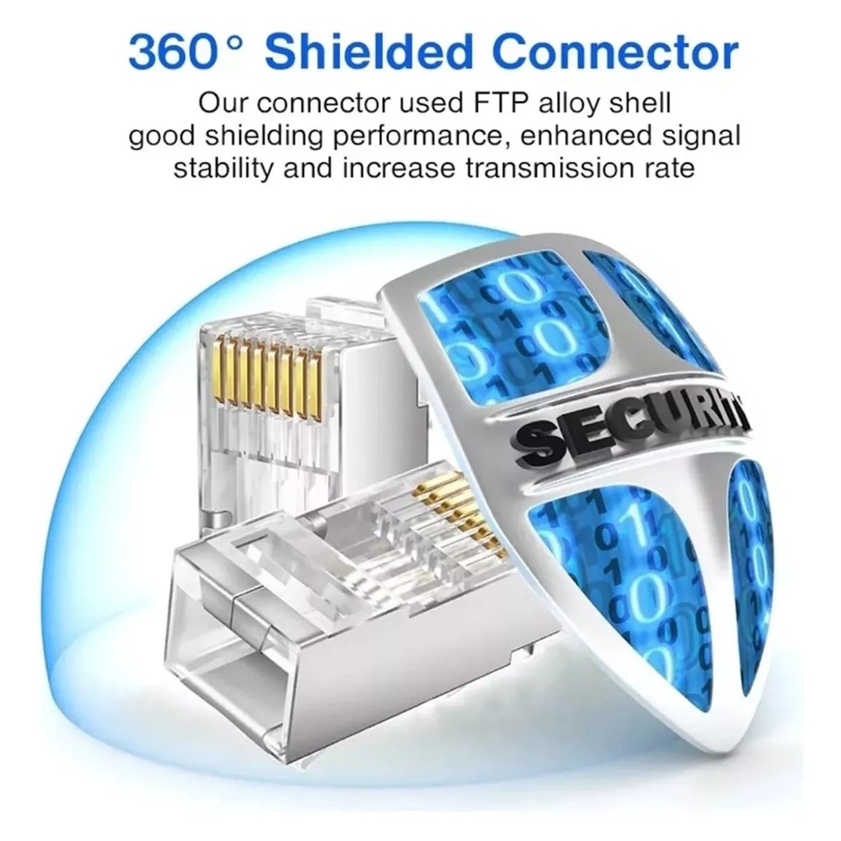 KUANGYE - Conector Macho Rj45 Cat6 Metálico 50 Unidades