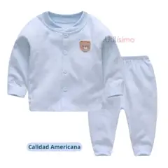 JUMP KIDS - Set 2 Piezas Pijama Niño Oso Azul 100% Algodón