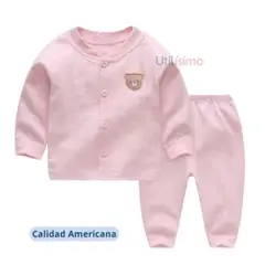JUMP KIDS - Set 2 Piezas Pijama Niña Oso Rosa 100% Algodón