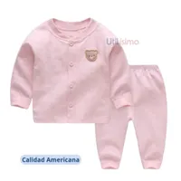 Set 2 Piezas Pijama Niña Oso Rosa 100% Algodón