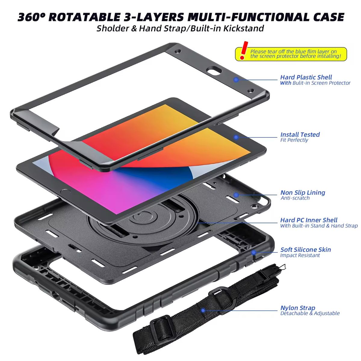 GENERICO - Funda para iPad 9th, 8th y 7th Gen 10,2 y Porta Apple Pencil