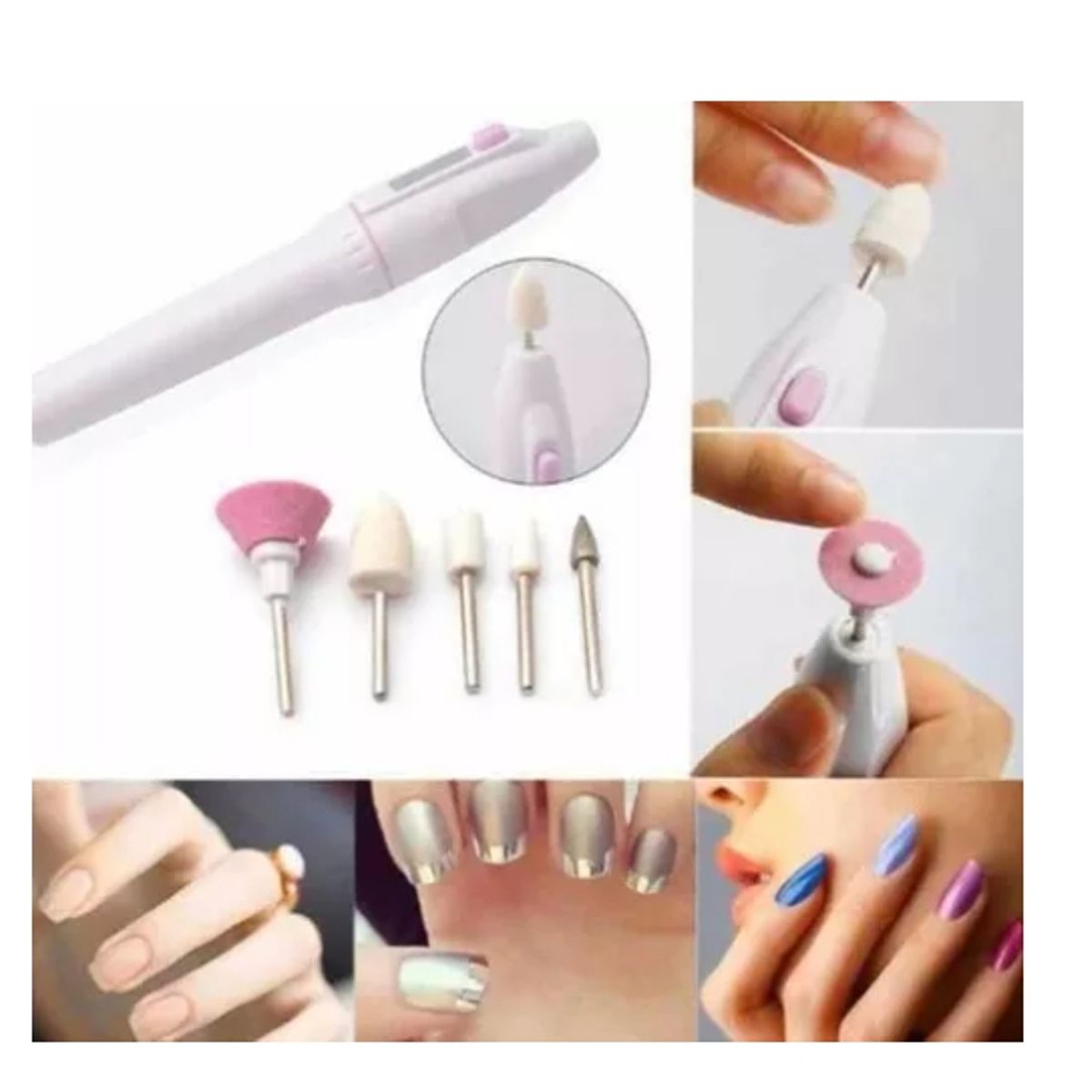 GENERICO - Set Manicure Mini Torno Uñas Pedicure 5 Piezas