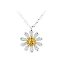 ZG JOYAS - Cadena Collar Colgante Plata S925 Flor Crisantemo Blanco