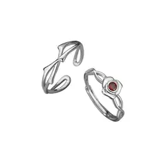 ZG JOYAS - Anillo Ajustable Plata S925 Pareja Rosas y Espinas Promesa