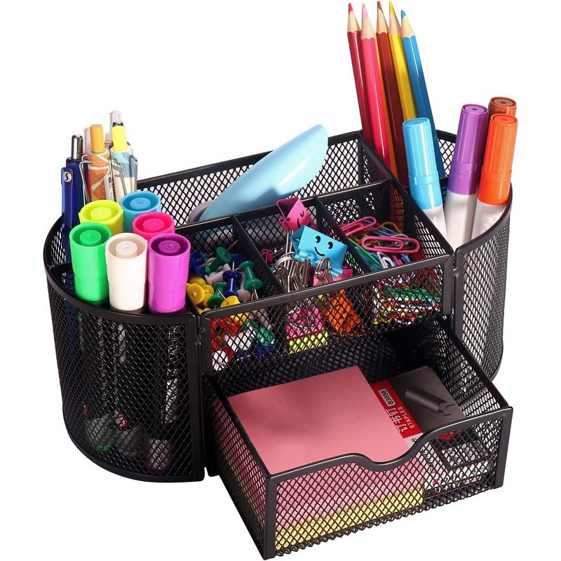 GENERICO - Organizador De Escritorio De Malla color Negro Multifunción