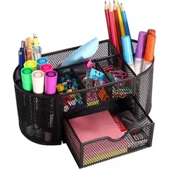GENERICO - Organizador De Escritorio De Malla color Negro Multifunción