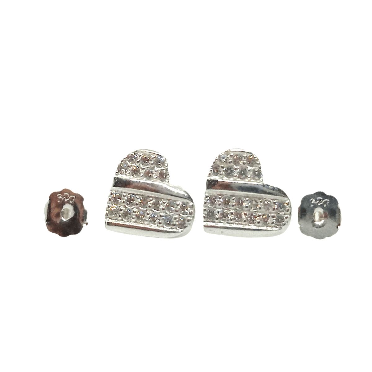 GENERICO - Aros Corazón con Zircones – Plata de Ley 925