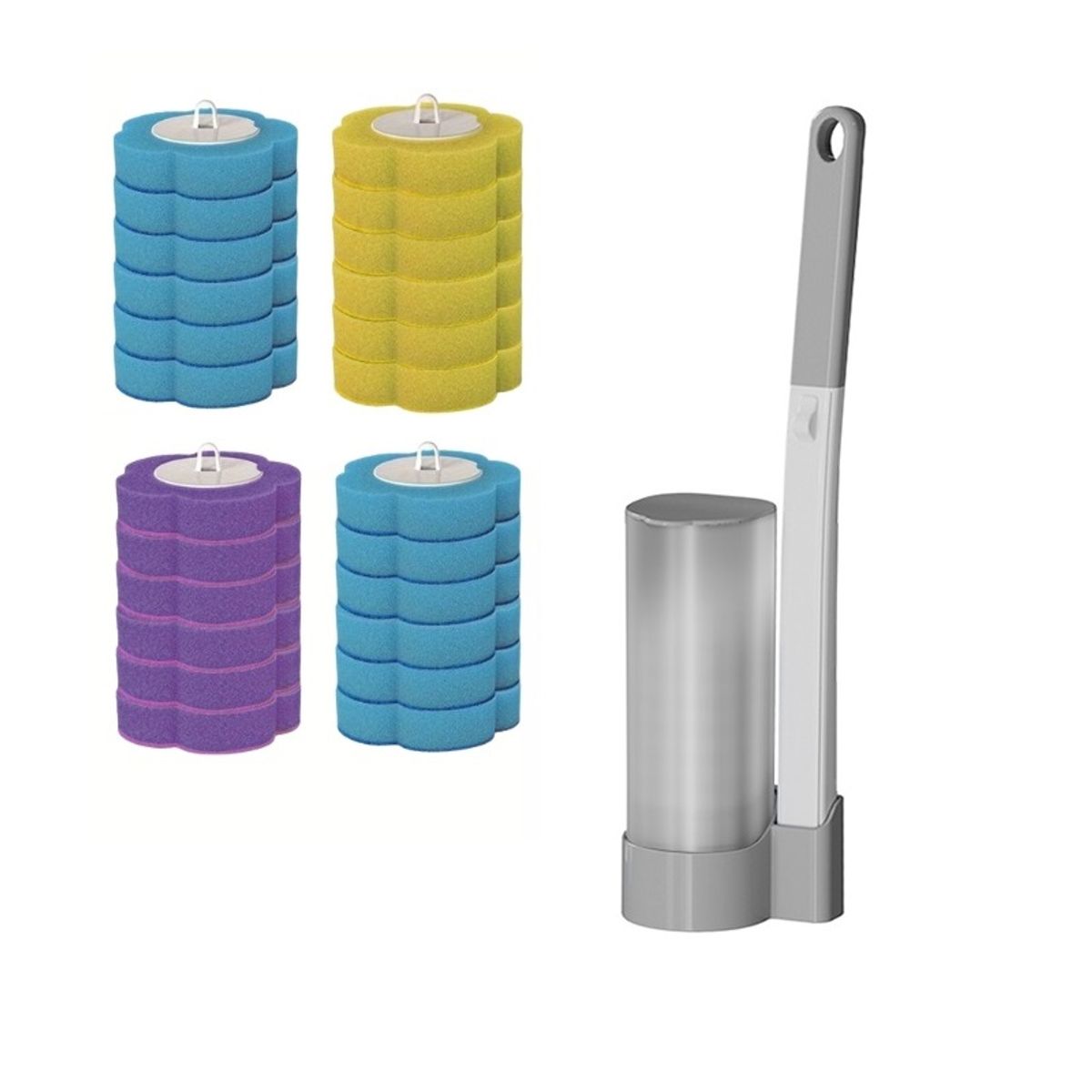 ZG STORE - Cepillo Limpiador De Inodoro Wc Desechable 24 Cargas Gris