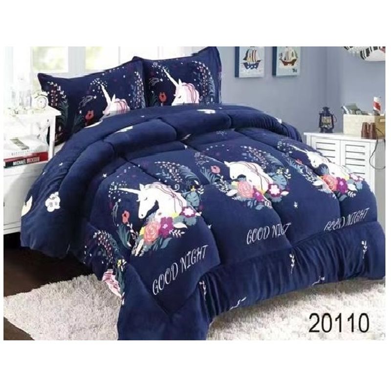 GENERICO - Cobertor de invierno Plush con chiporro 1,5 Plaza - Unicornio Azul