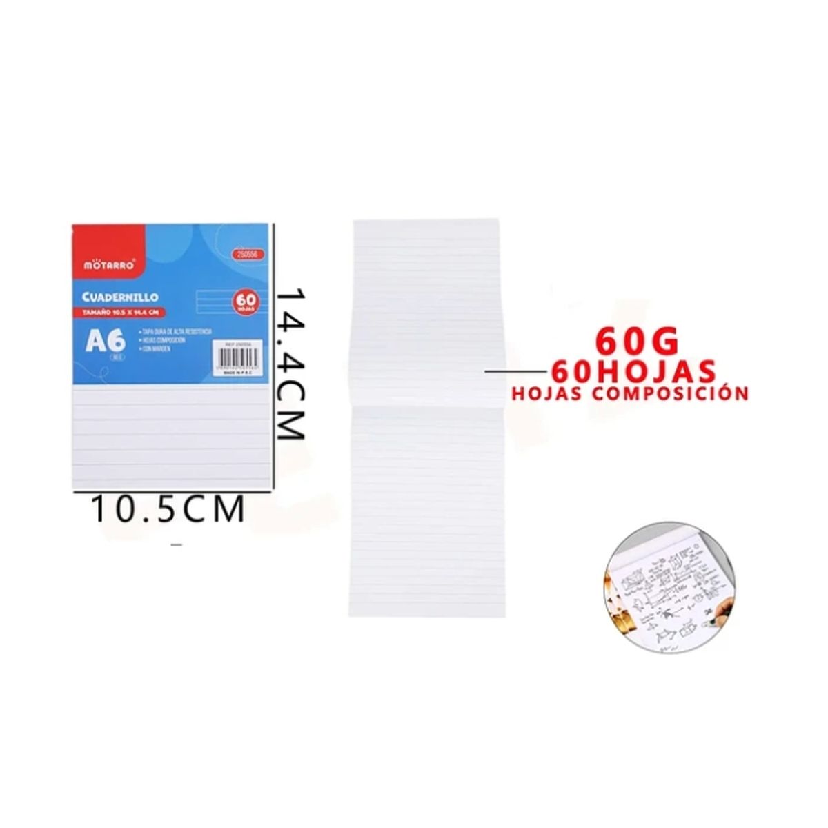 GENERICO - Cuadernillo De Composición 14.4*10.4cm 60 Hojas