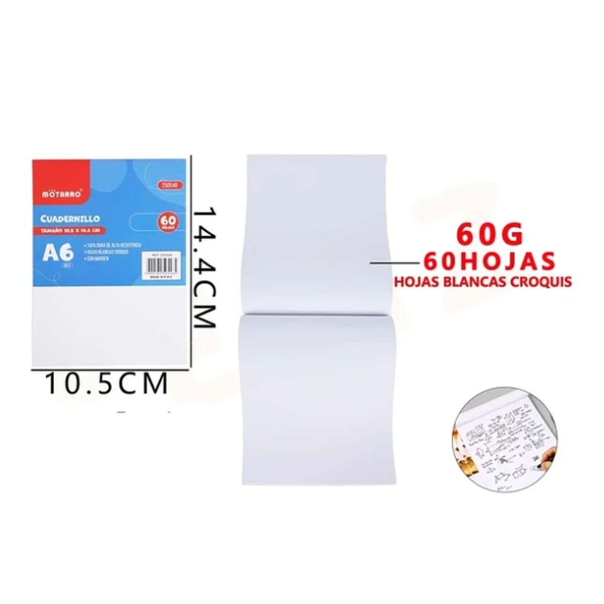 GENERICO - Block De Hoja Blanca 14.4*10.4cm 60 Hojas