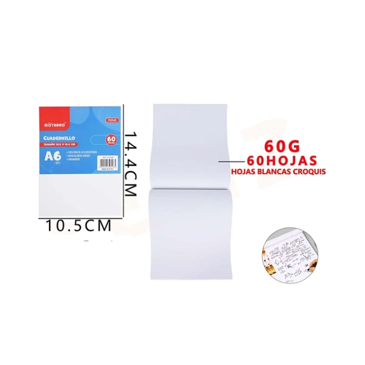 GENERICO - Block De Hoja Blanca 14.4*10.4cm 60 Hojas