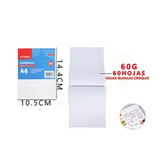 GENERICO - Block De Hoja Blanca 14.4*10.4cm 60 Hojas