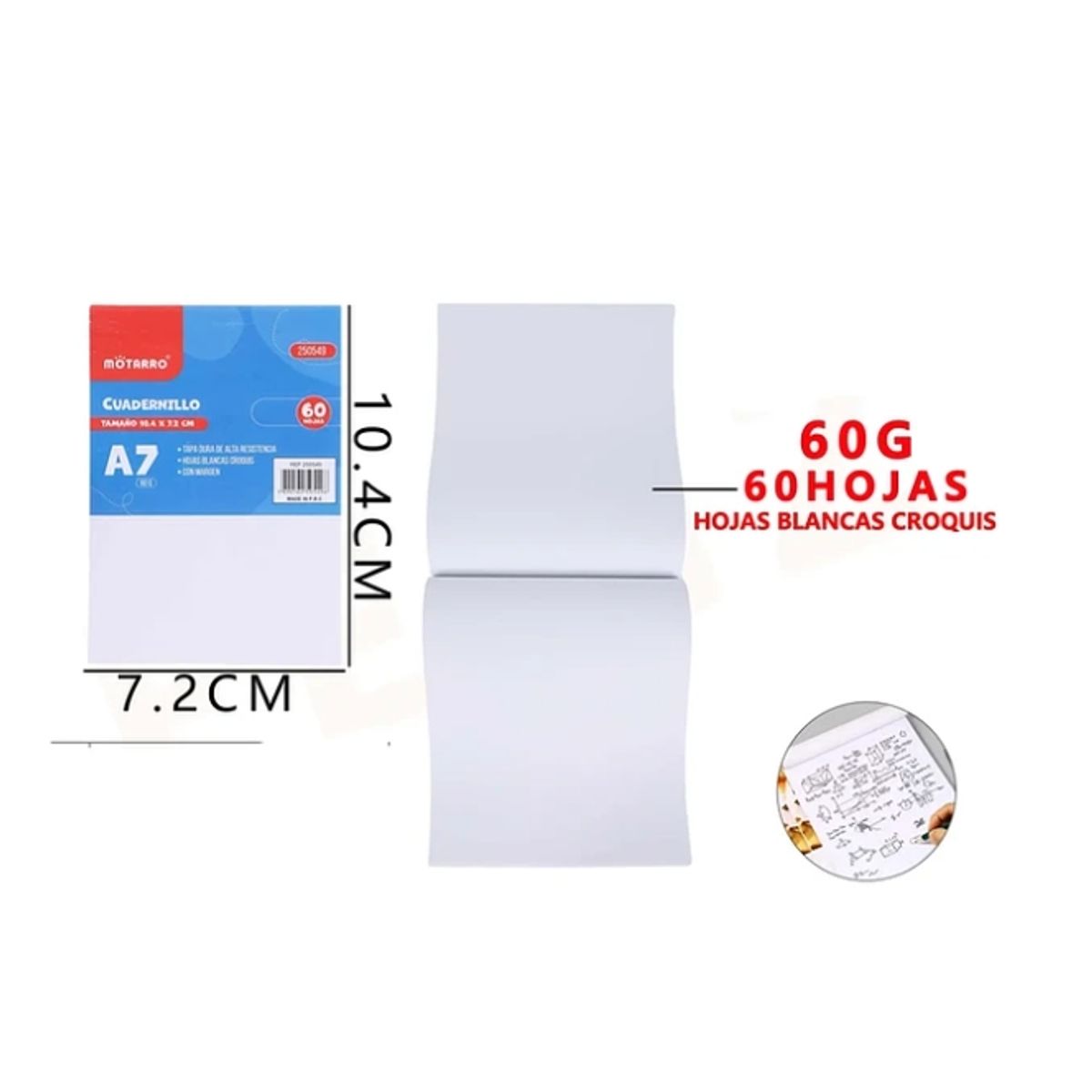 GENERICO - Block De Hoja Blanca 10.4*7.2cm 60 Hojas