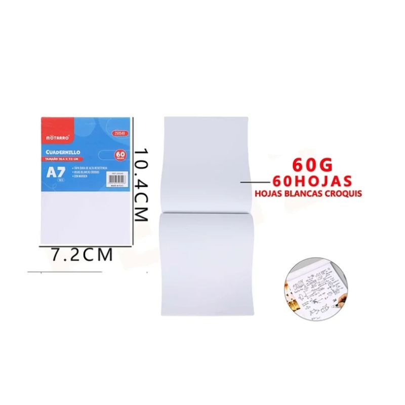 GENERICO - Block De Hoja Blanca 10.4*7.2cm 60 Hojas